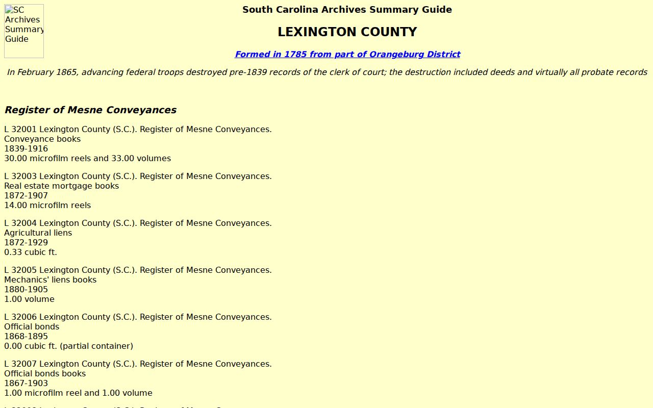 Lexington city directory research with South Carolina Archives holdings