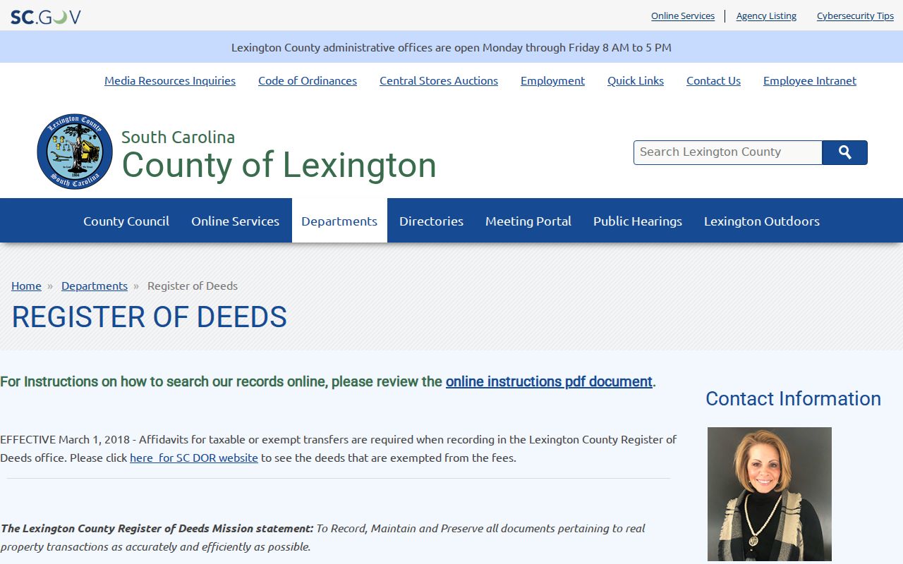 Lexington residents directory Register of Deeds account registration
