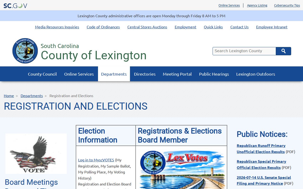 Lexington resident lookup route at the Lexington County voter registration and elections office