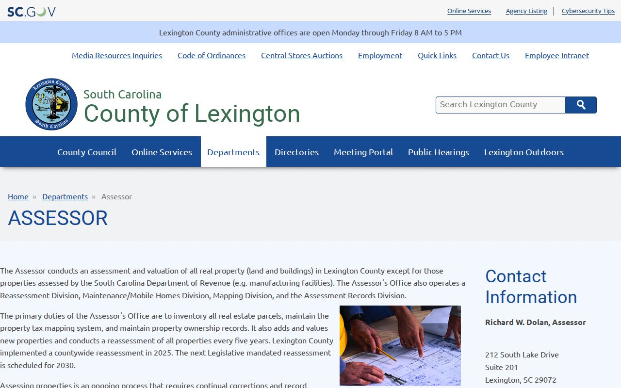 Lexington street directory County Assessor page