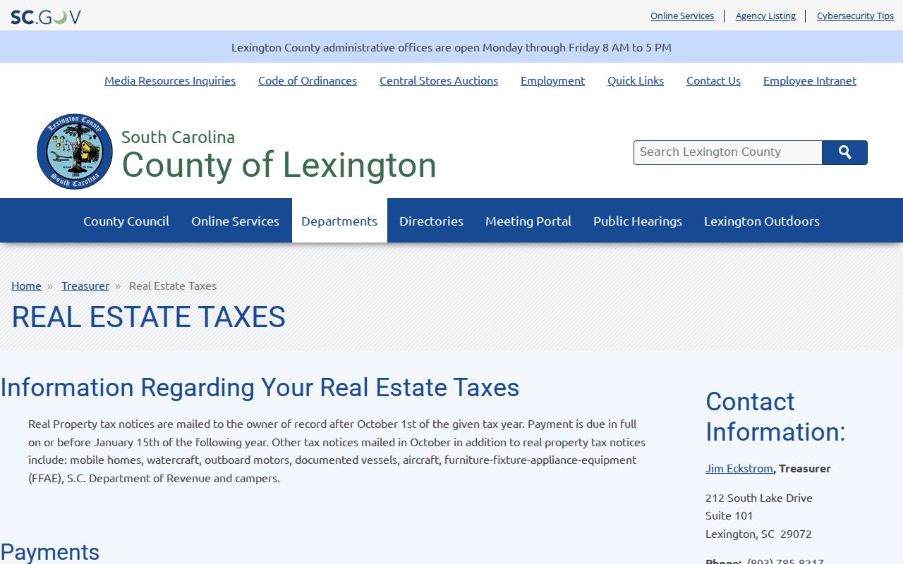 Lexington street directory real estate tax information